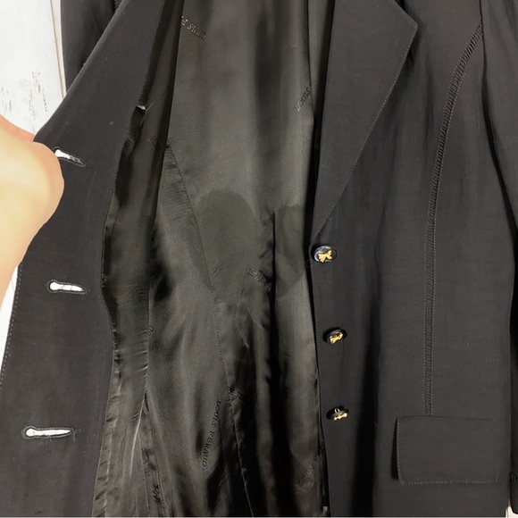 Louis Feraud Womens Blazer Jacket Size 8 Black Flax Linen 3 Button Bows - Picture 11 of 12